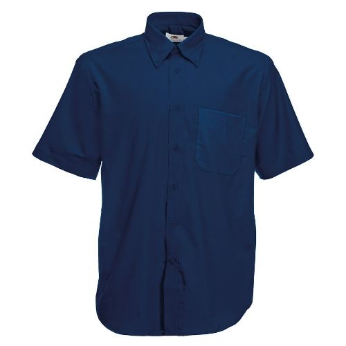 Fruit Of The Loom Oxford Short Sleeve Shirt Navy